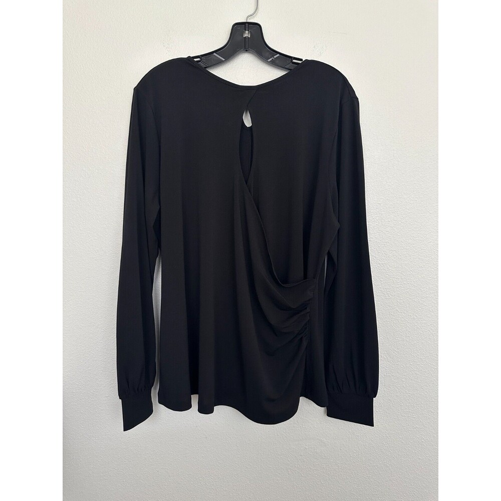 Universal Standard Cleo Keyhole Wrap Jersey Crepe Blouse Black Sz 14-16 (Small)